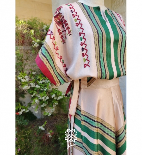 Handembroidered striped Majdalawi set - Hebron style