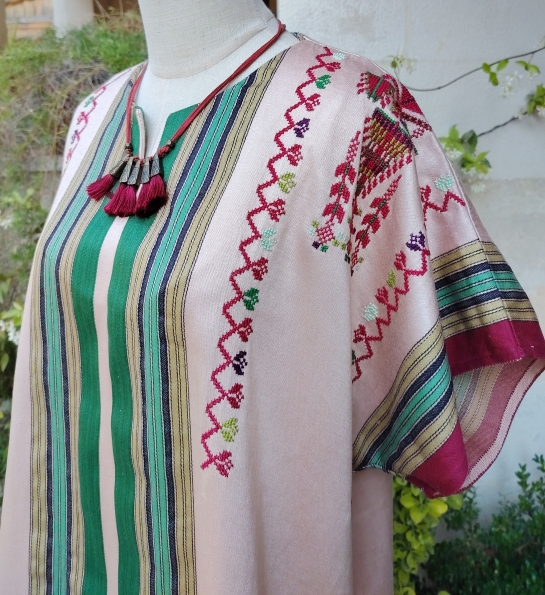 Majdalawi blouse striped and Handembroidered - Hebron