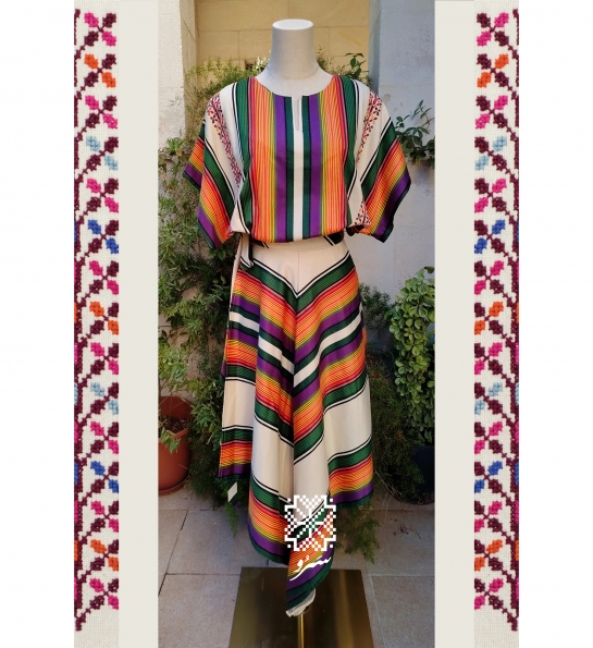 Majdalawi set striped and Handembroidered - Gaza edition