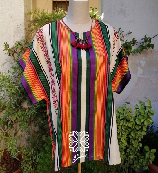 Majdalawi blouse striped and Handembroidered - Gaza edition